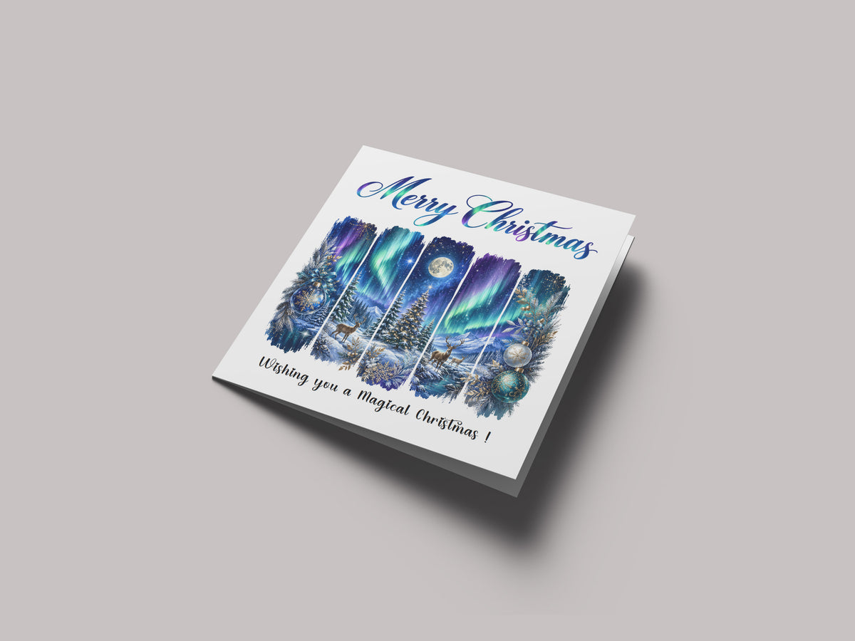 Northern Lights Christmas Card – Magical Winter Wonderland Christmas