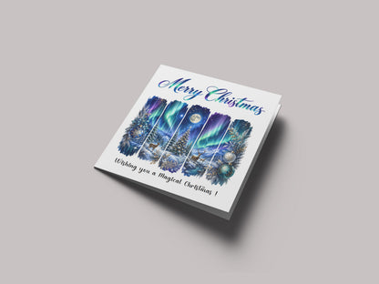 Northern Lights Christmas Card – Magical Winter Wonderland Christmas