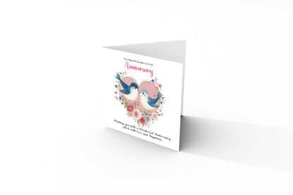 Romantic Love Birds Anniversary Card for Wedding, Dating, Relationship Milestones –1st, 2nd, 3rd, 5th, 10th, 20th - For Him, Her, Wife, Husband, Couples