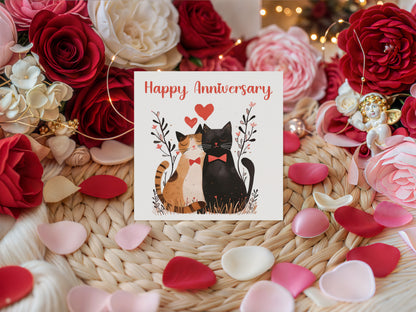 Cute Cats Anniversary Card for Wedding, Dating, Relationship Milestones –1st, 2nd, 3rd, 5th, 10th, 20th - For Cat Lovers, Him, Her, Wife, Husband, Couples