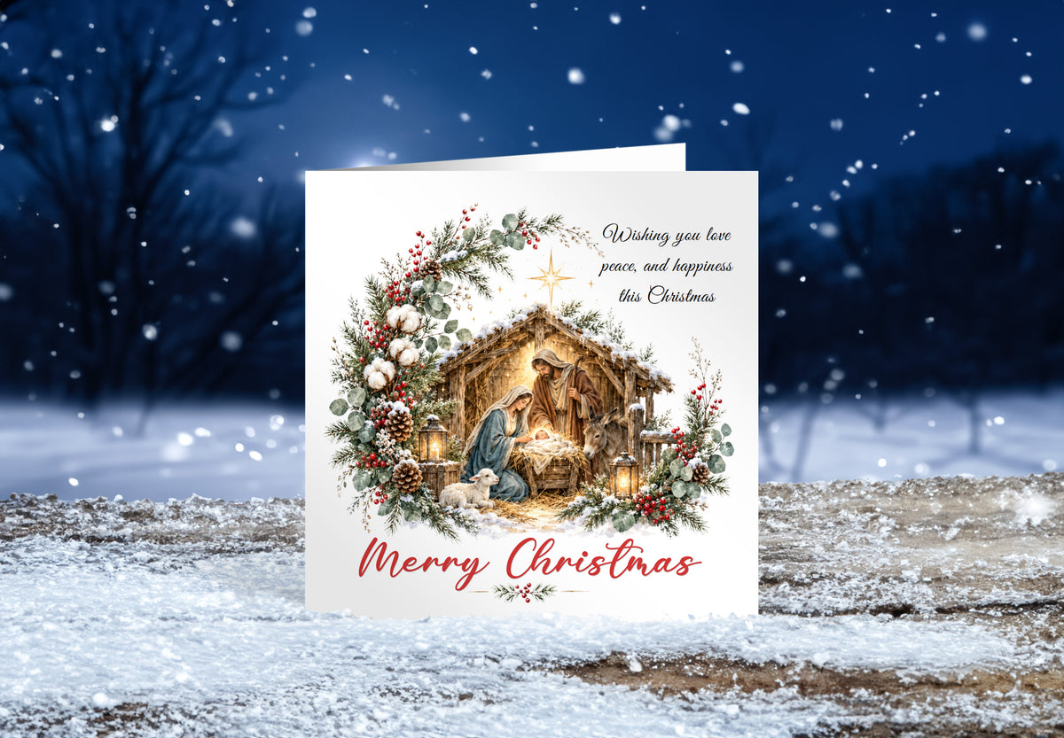 Nativity Christmas Card – Love, Peace & Happiness