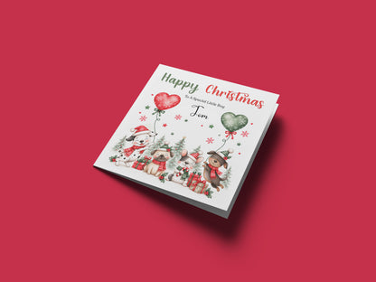 Personalised Christmas Card – Cute Christmas Puppy Dogs