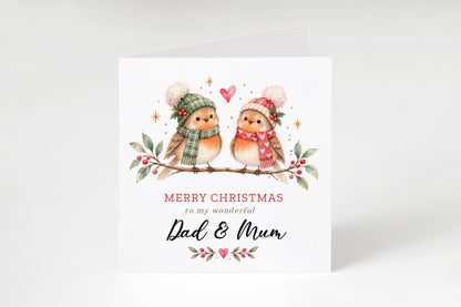 Cute Robin Christmas Card for Mum & Dad – Merry Christmas to My Wonderful Parents