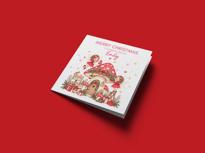 Personalised Red Magical Fairy Christmas Card for Girls