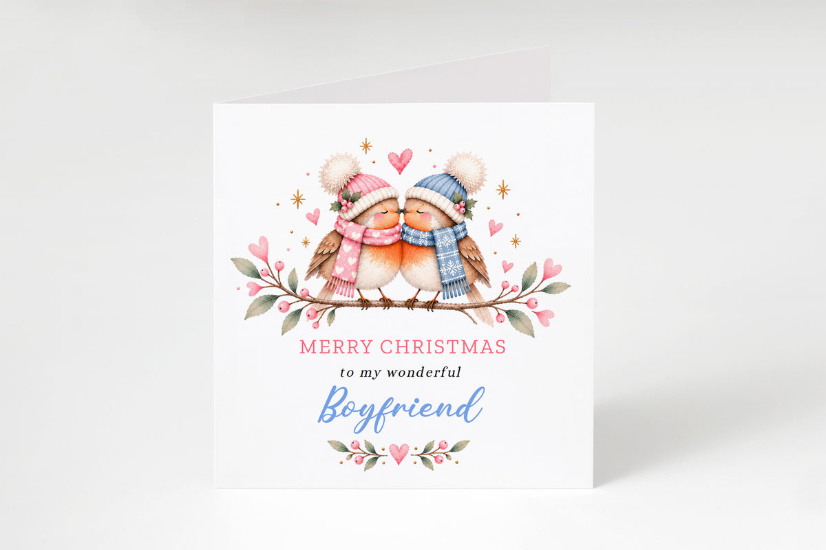 Cute Robin Christmas Card for Boyfriend – Merry Christmas to My Wonderful Boyfriend