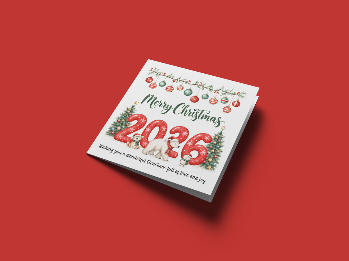 2026 Christmas Card for Kids - Cute Animals Design – 2026 Xmas Card for Son, Daughter, Niece, Nephew, 2nd, 3rd,1st Xmas Card for Baby Boy, Baby Girl, Grandkids, Friend- Red Envelope Included