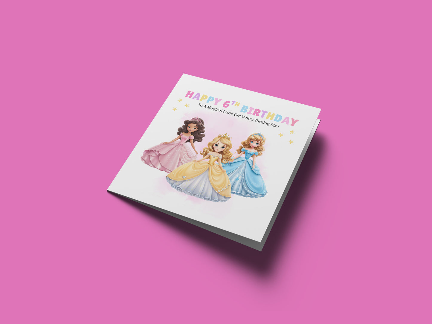 Beautiful Princess Birthday Card for Girls Ages 2, 3, 4, 5, 6, 7, 8-2nd, 3rd, 4th, 5th, 6th, 7th, 8th Birthday for Little Princess, Daughter, Granddaughter, Niece - Pink Envelope Included