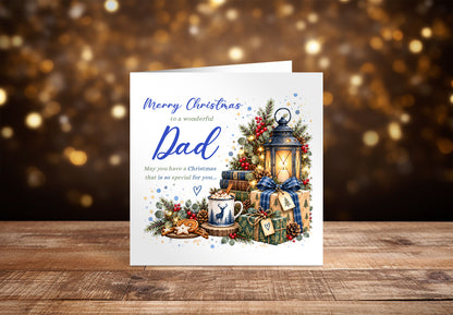 Christmas Card for Dad – Blue Festive Christmas Design