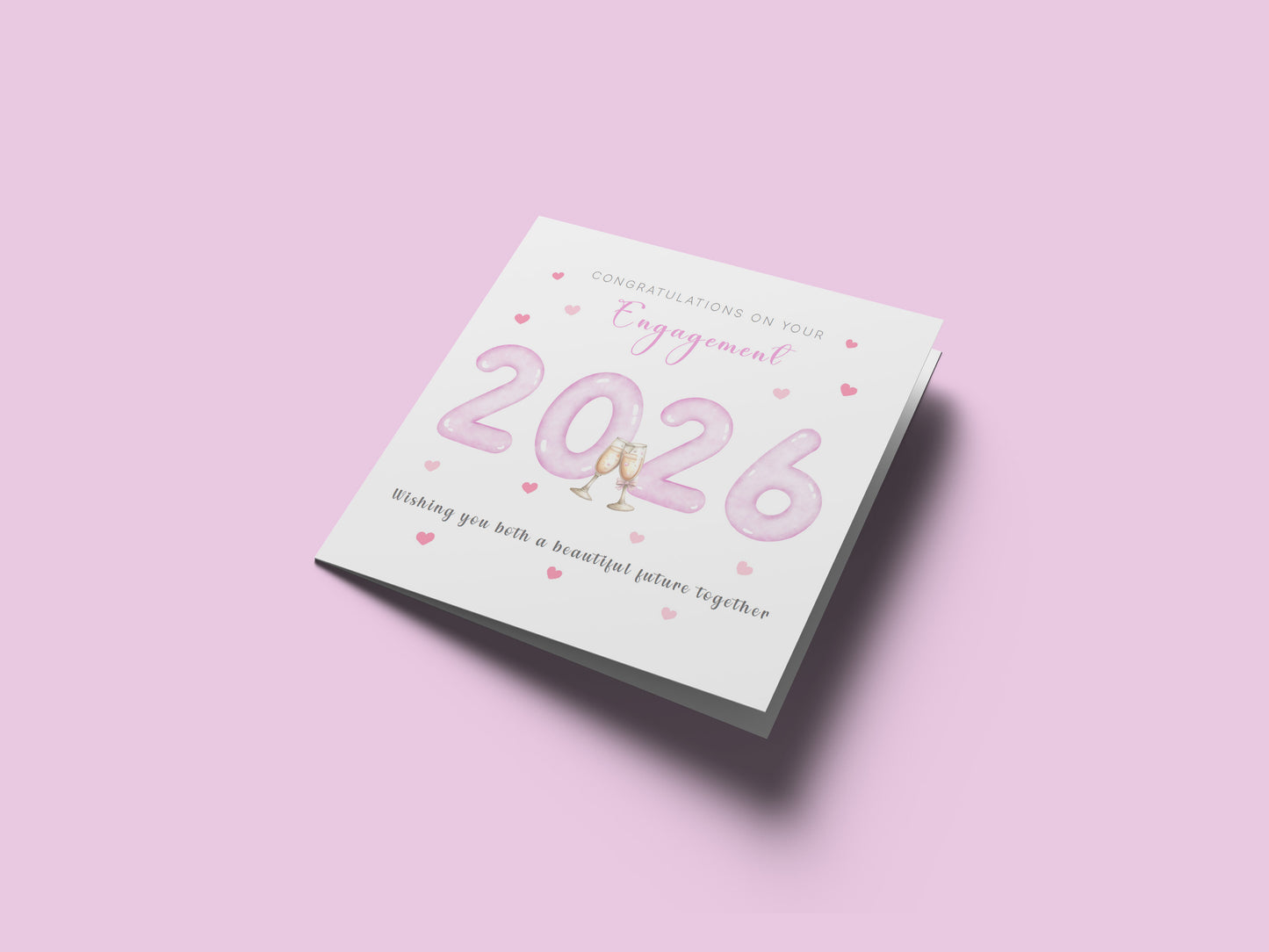 2026 Engagement Card with Champagne Toast Design - Congratulations on your Engagement Card for Newly Engaged Couples, Him or Her - Pink Envelope Included