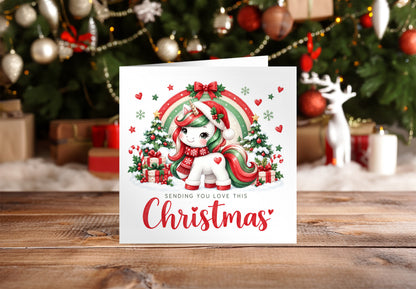 Merry Christmas Card for Girls – Cute Magical Festive Unicorn