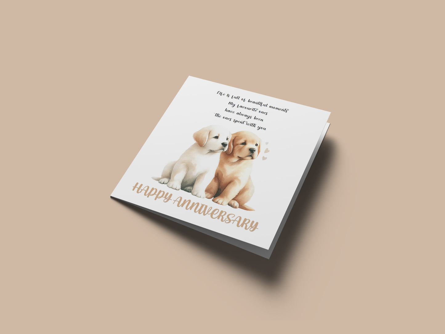 Cute Puppy Dogs Anniversary Card - Romantic Dog Lover Anniversary Card for Wedding, Dating, Relationship Milestones 1st, 2nd, 5th, 10th - For Him, Her, Wife, Husband, Couples - Kraft Envelope Included