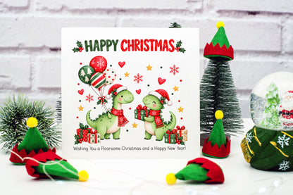 Christmas Card for Boys – Festive Dinosaurs
