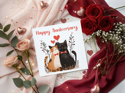 Cute Cats Anniversary Card for Wedding, Dating, Relationship Milestones –1st, 2nd, 3rd, 5th, 10th, 20th - For Cat Lovers, Him, Her, Wife, Husband, Couples