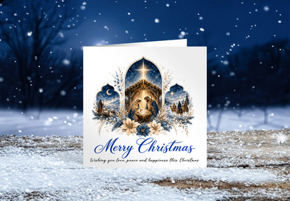 Nativity Christmas Card - Elegant Religious Christmas Greeting Card