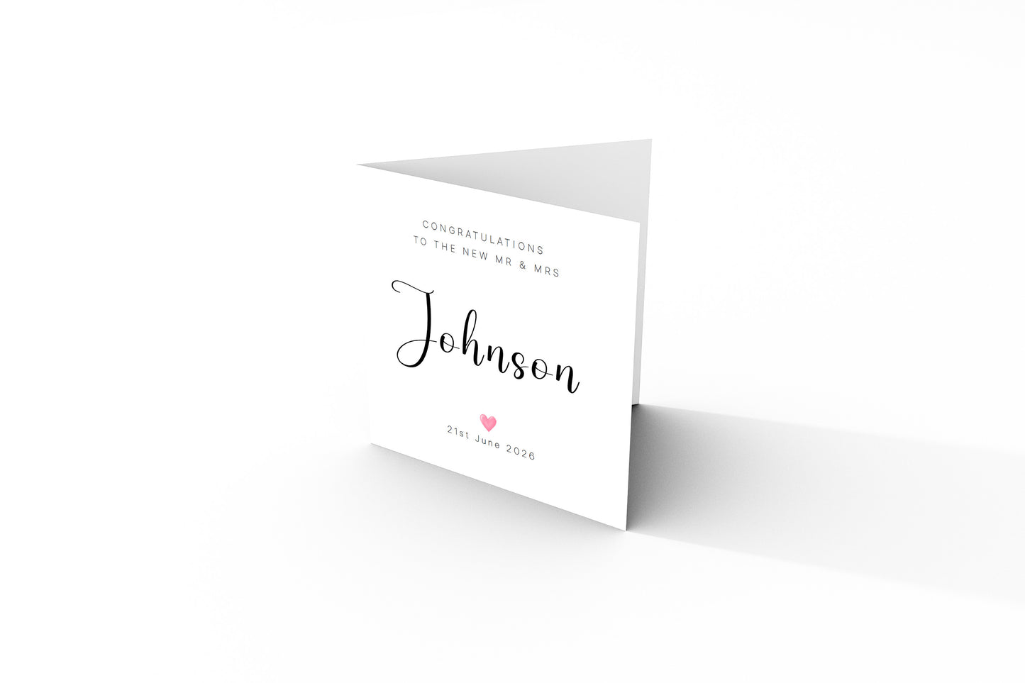 Personalised Wedding Card with Couple's Surname & Date – Minimalist Mr & Mrs Card – Elegant Script Surname Wedding Card – Modern Newlywed Congratulations Card for Him or Her - Kraft Envelope Included