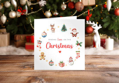 Christmas Card – Festive Red & Green Design with Santa, Reindeer & Christmas Tree