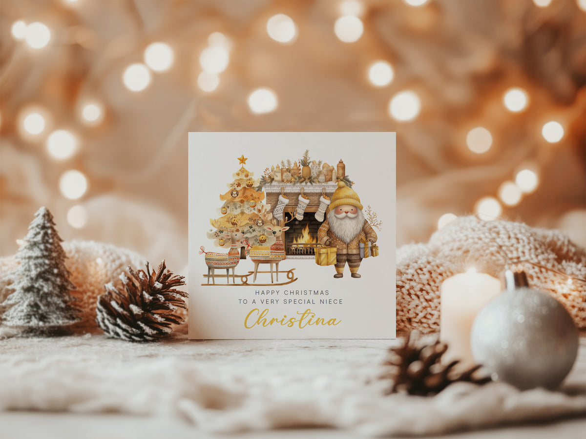 Personalised Christmas Card for Kids – Santa & Reindeer