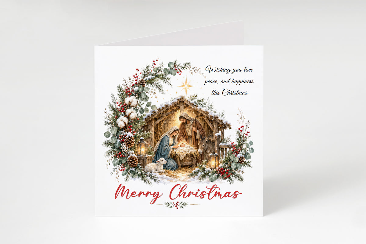 Nativity Christmas Card – Love, Peace & Happiness