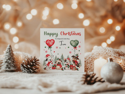 Personalised Christmas Card – Cute Christmas Puppy Dogs
