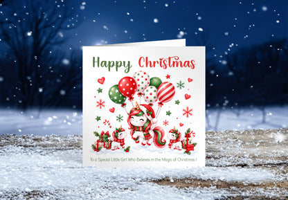 Magical Unicorn Christmas Card – Cute Christmas Card for Girls