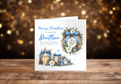 Christmas Card for Brother – Blue Festive Christmas Design