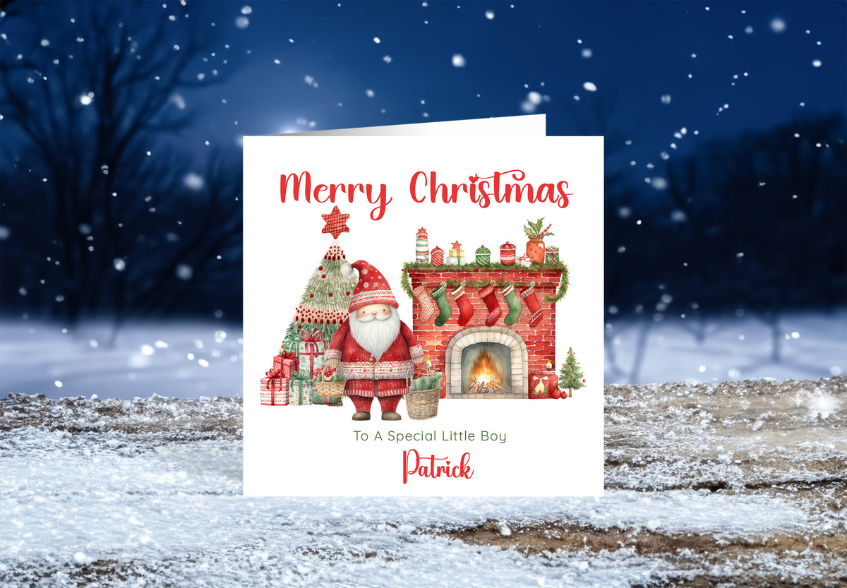 Personalised Christmas Card with Name & Custom Message – Santa Christmas Design