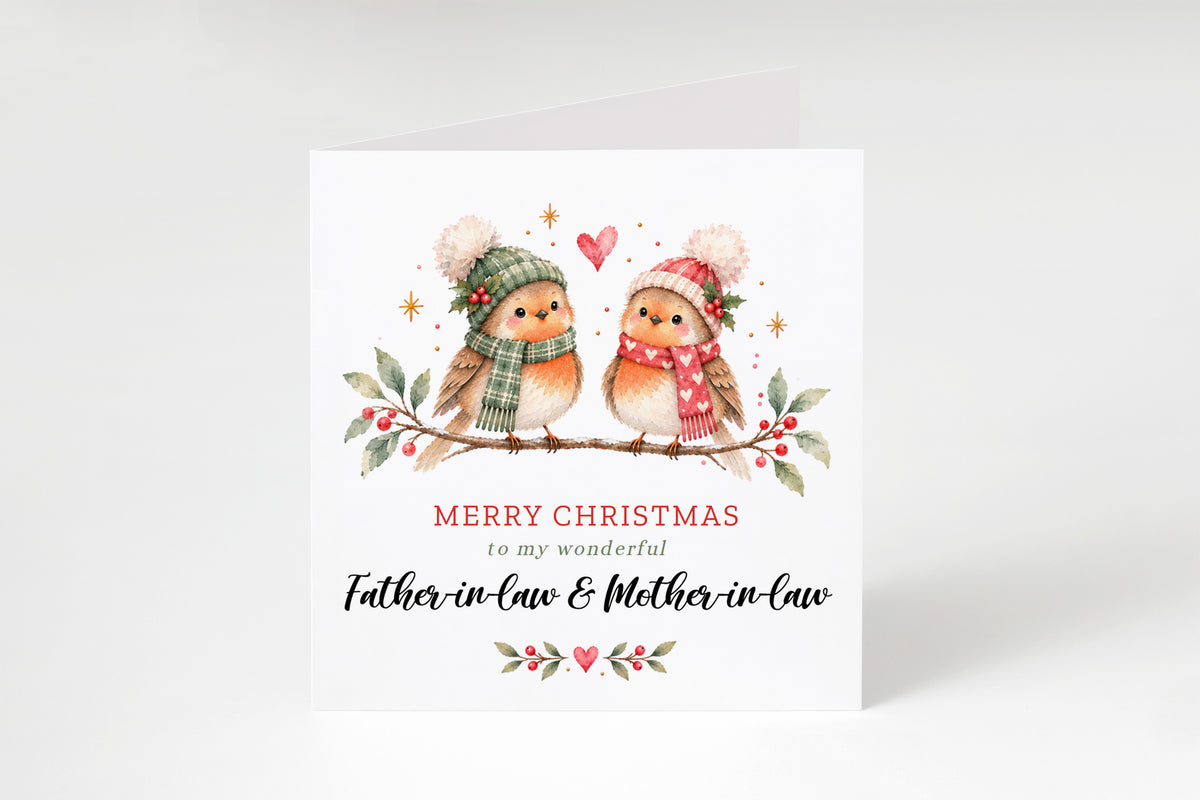 Cute Robin Christmas Card for Father-in-Law & Mother-in-Law – Merry Christmas