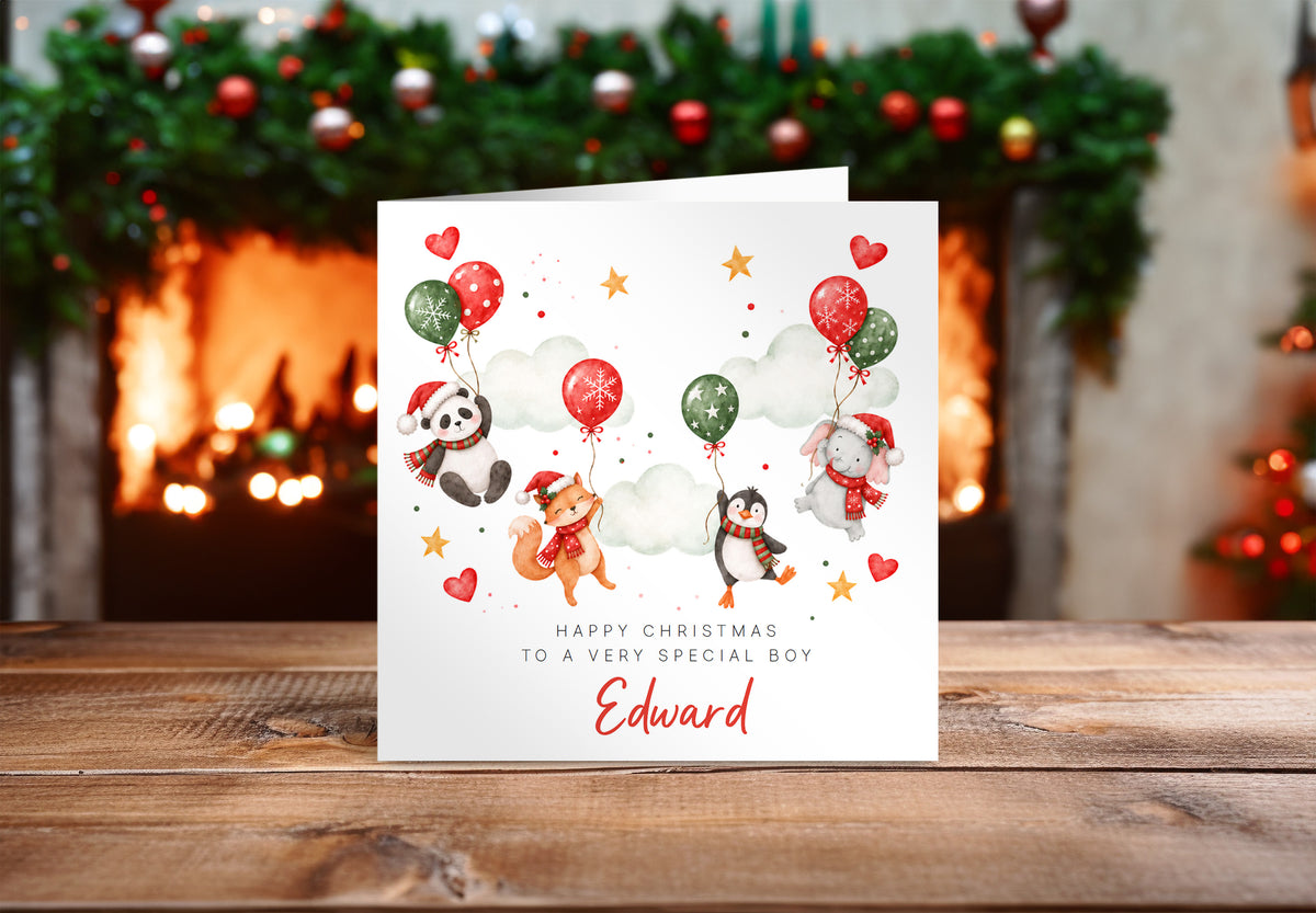 Personalised Christmas Card for Kids – Cute Animal Christmas Card