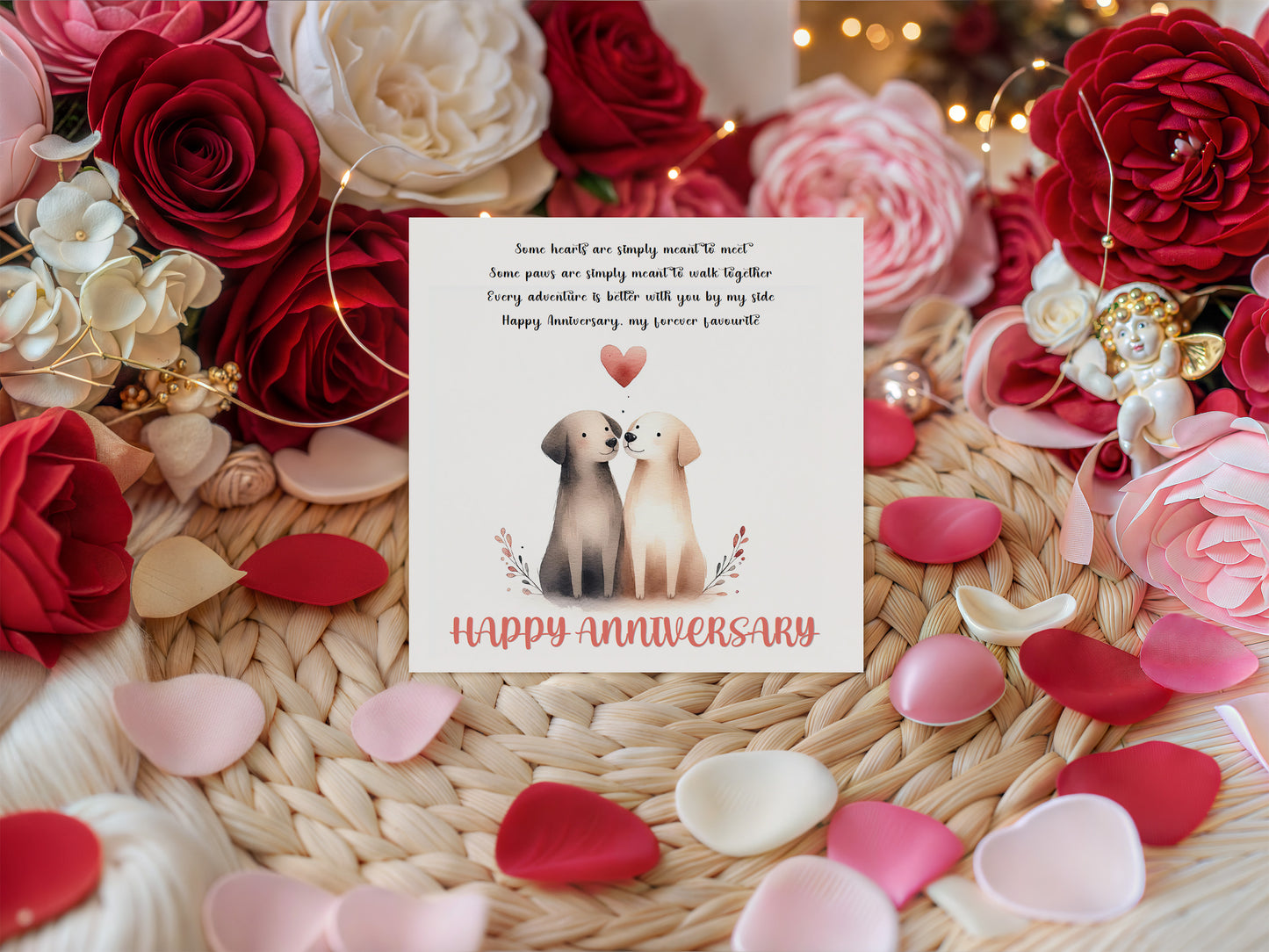 Cute Dogs Anniversary Card with Romantic Poem for Wedding, Dating, Relationship Milestones –1st, 2nd, 3rd, 5th, 10th, 20th - For Dog Lovers, Him, Her, Wife, Husband, Couples