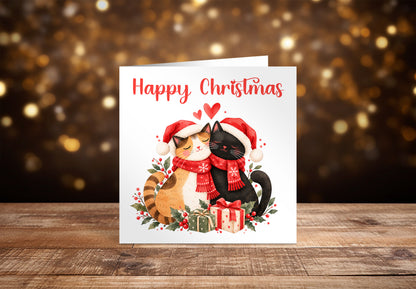 Cute Cat Christmas Card – Happy Christmas Greeting Card for Cat Lovers