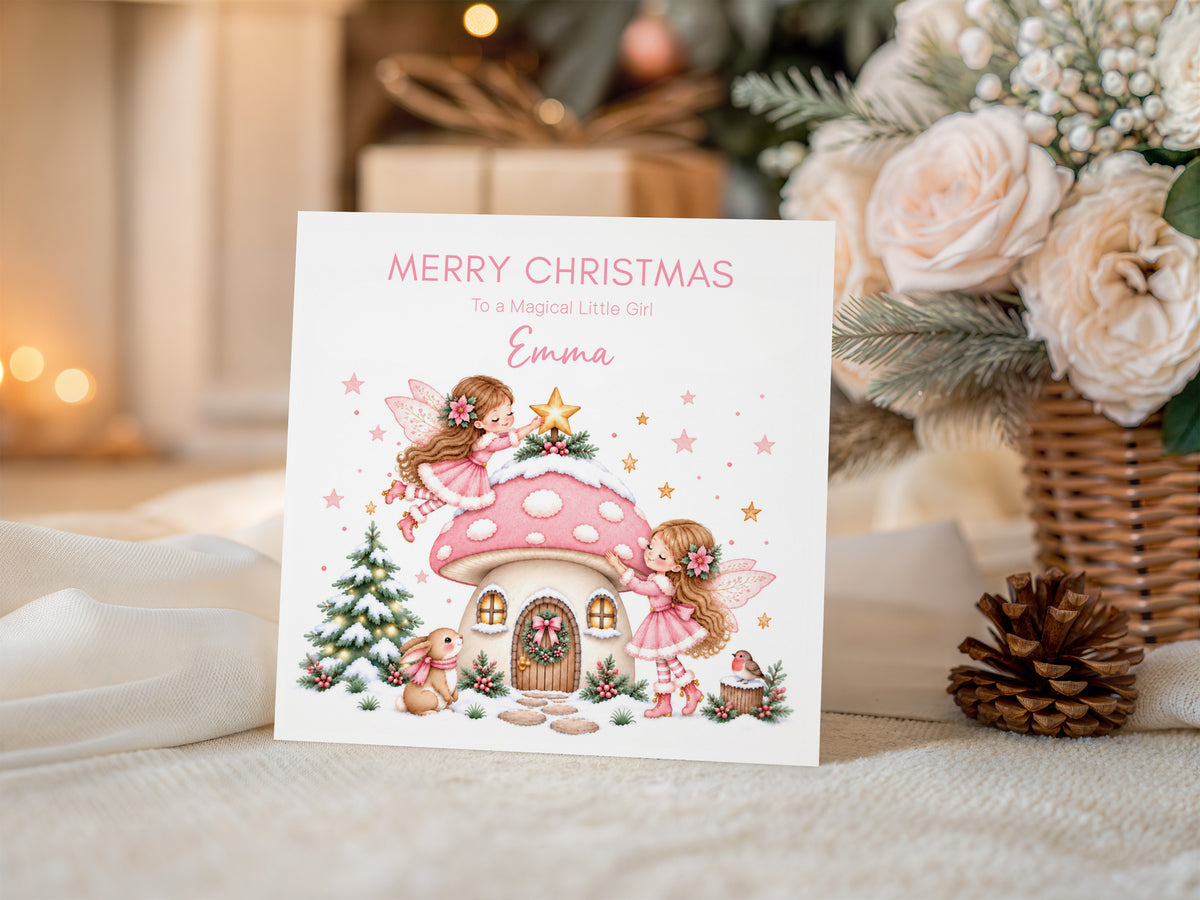 Personalised Magical Fairy Christmas Card for Girls