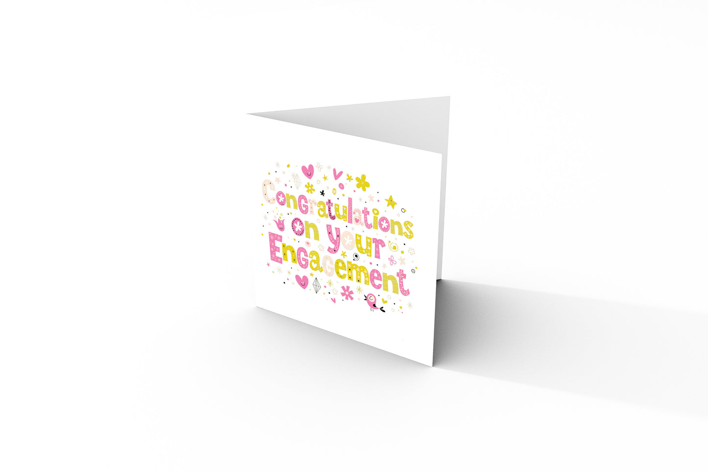 Cute & Fun Engagement Card with Colourful Typography  - Congratulations on your Engagement Card - Engagement Congratulations Card for Newly Engaged Couple - Pink Envelope Included