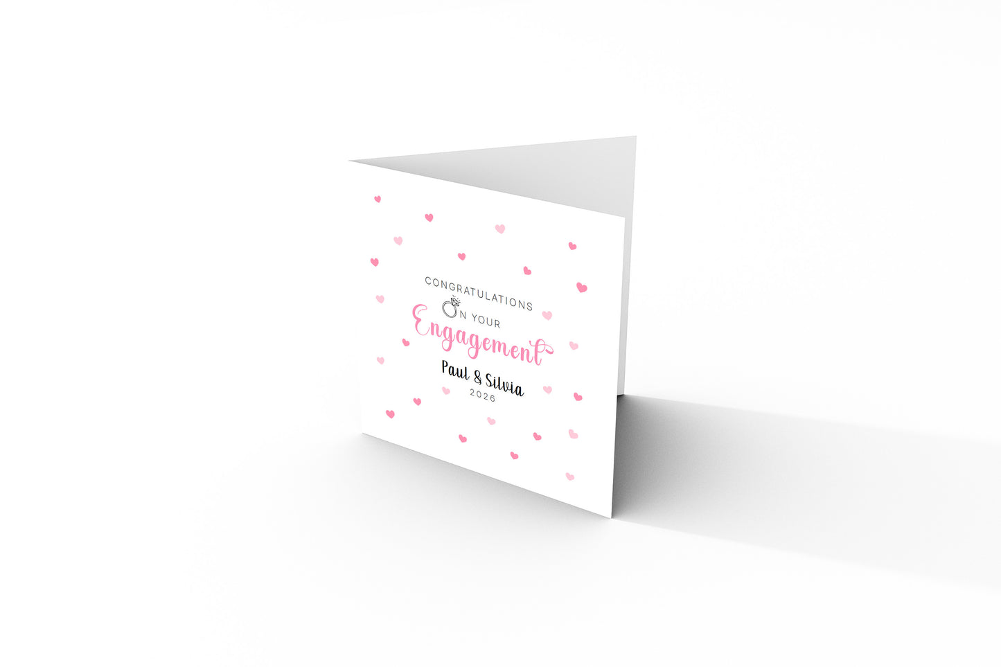2026 Personalised Engagement Card with Custom Couple's Name – Congratulations on Your Engagement Card for Newly Engaged Couples, Him or Her - Pink Envelope Included