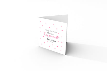 2026 Personalised Engagement Card with Custom Couple's Name – Congratulations on Your Engagement Card for Newly Engaged Couples, Him or Her - Pink Envelope Included