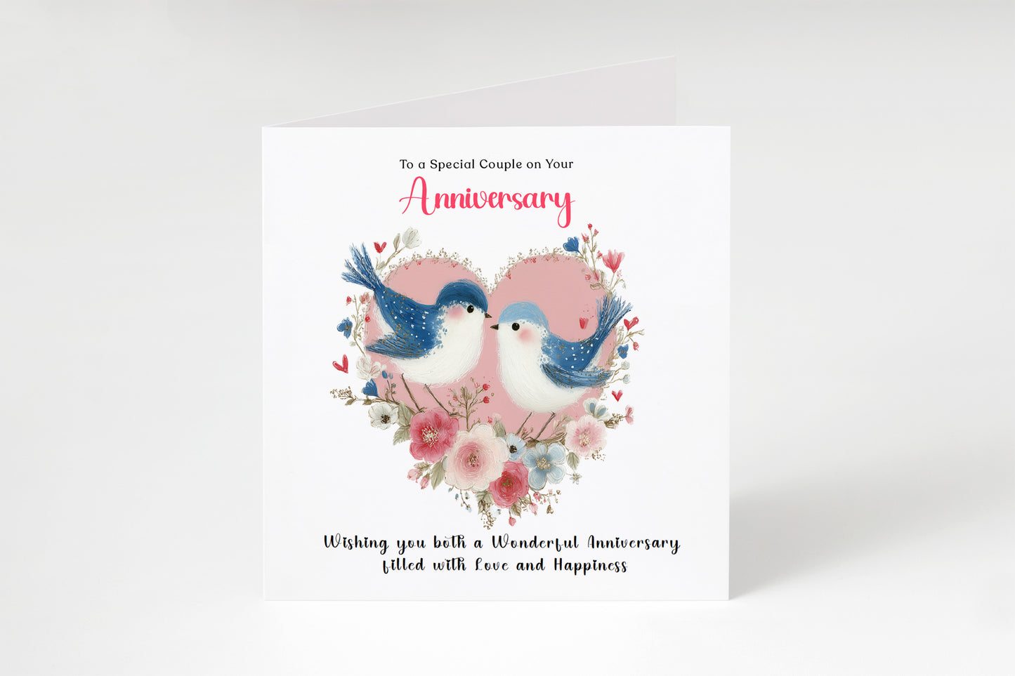 Romantic Love Birds Anniversary Card for Wedding, Dating, Relationship Milestones –1st, 2nd, 3rd, 5th, 10th, 20th - For Him, Her, Wife, Husband, Couples