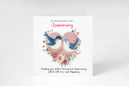 Romantic Love Birds Anniversary Card for Wedding, Dating, Relationship Milestones –1st, 2nd, 3rd, 5th, 10th, 20th - For Him, Her, Wife, Husband, Couples