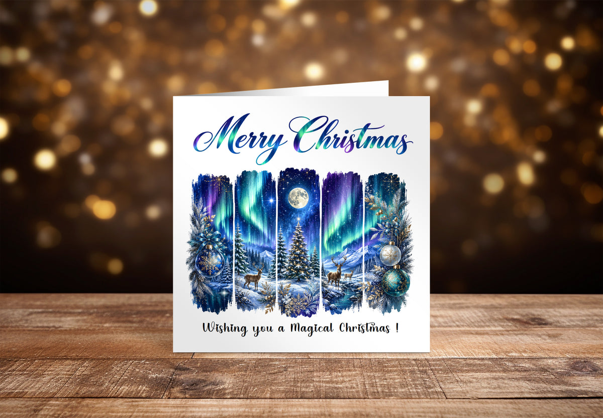 Northern Lights Christmas Card – Magical Winter Wonderland Christmas