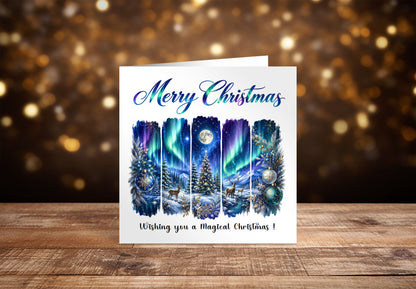 Northern Lights Christmas Card – Magical Winter Wonderland Christmas