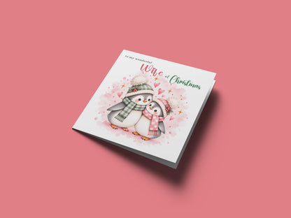 Merry Christmas Card for Wife  – Cute Penguin Couple Christmas Card