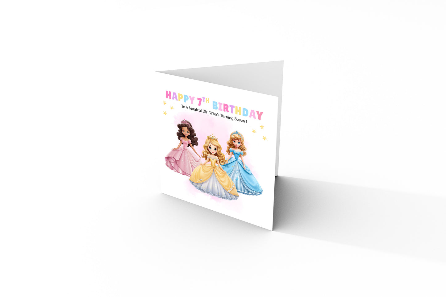 Beautiful Princess Birthday Card for Girls Ages 2, 3, 4, 5, 6, 7, 8-2nd, 3rd, 4th, 5th, 6th, 7th, 8th Birthday for Little Princess, Daughter, Granddaughter, Niece - Pink Envelope Included