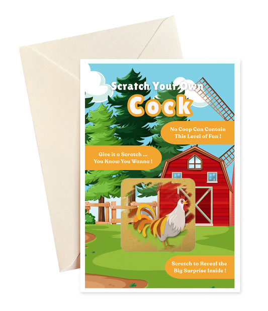 Scratch your own Cock - Novelty Rooster Scratch Card, Funny Gift for Women, Gay Men, Birthday, Secret Santa, Hen Night -Alternative to Grow Your Own Kits - Gift Envelope Included