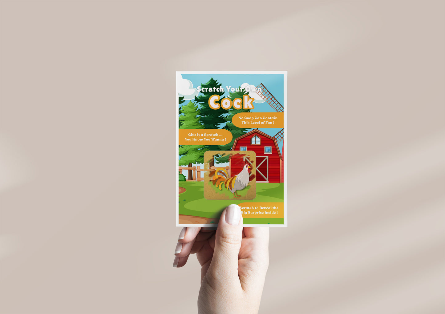 Scratch your own Cock - Novelty Rooster Scratch Card, Funny Gift for Women, Gay Men, Birthday, Secret Santa, Hen Night -Alternative to Grow Your Own Kits - Gift Envelope Included