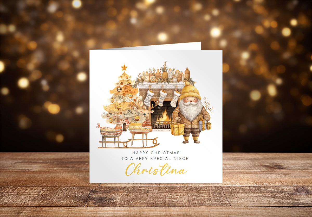Personalised Christmas Card for Kids – Santa & Reindeer