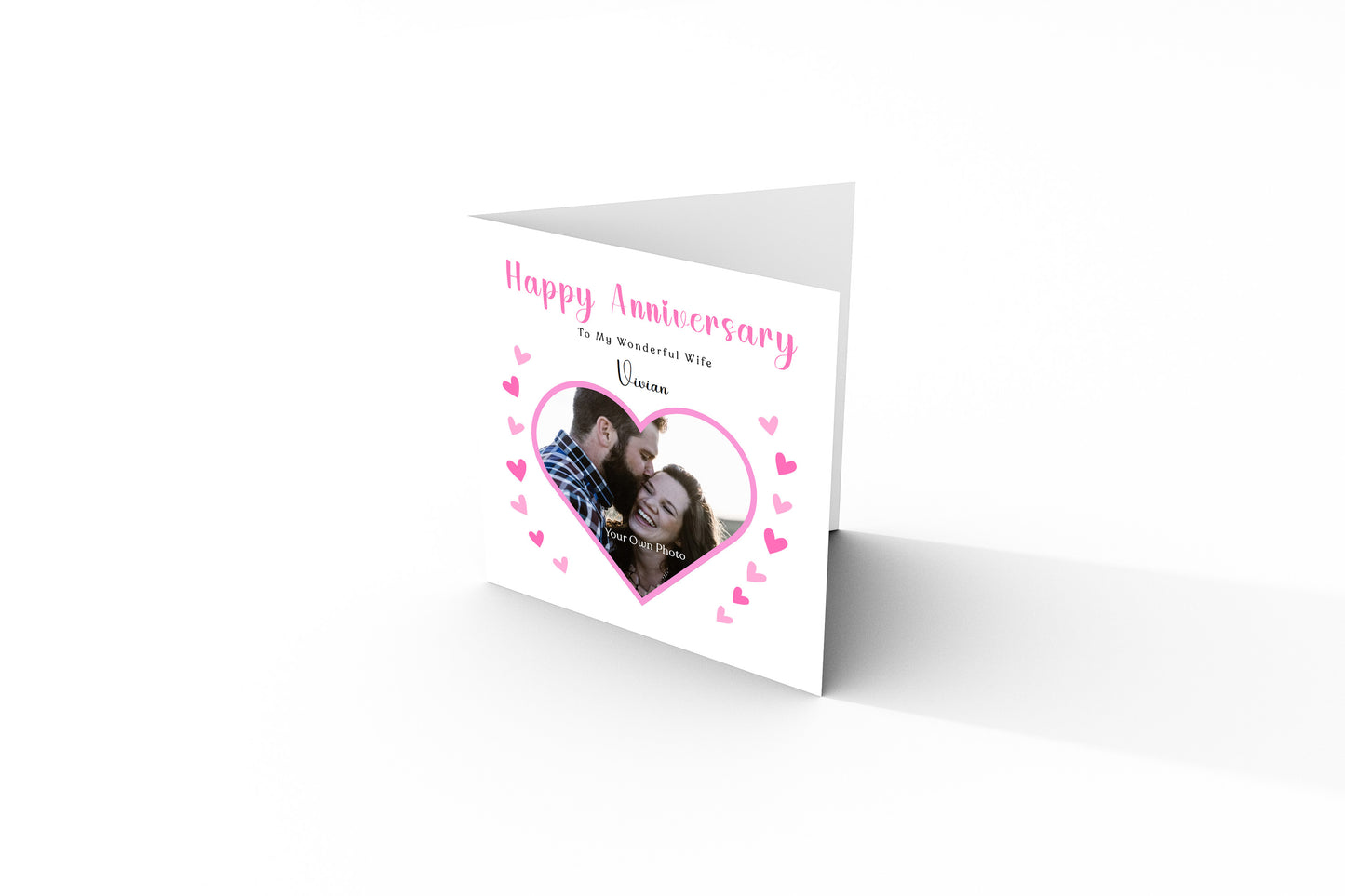 Personalised Photo Anniversary Card - Custom Message, Name & Photo for Wedding, Dating, Relationship Milestone 1st,10th, Him, Her, Wife, Husband, Partner, Couple - Pink Envelope Included
