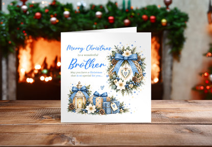 Christmas Card for Brother – Blue Festive Christmas Design