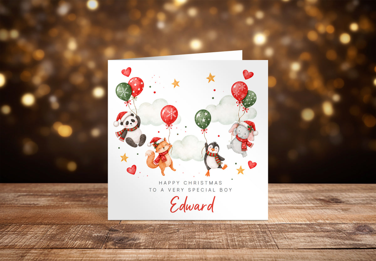 Personalised Christmas Card for Kids – Cute Animal Christmas Card