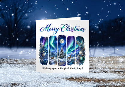 Northern Lights Christmas Card – Magical Winter Wonderland Christmas