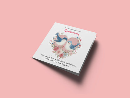 Romantic Love Birds Anniversary Card for Wedding, Dating, Relationship Milestones –1st, 2nd, 3rd, 5th, 10th, 20th - For Him, Her, Wife, Husband, Couples