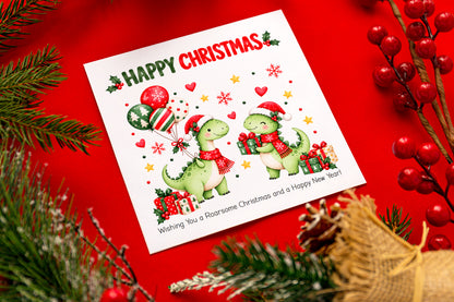 Christmas Card for Boys – Festive Dinosaurs