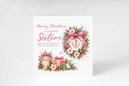 Christmas Card for Sister – Festive Floral Design